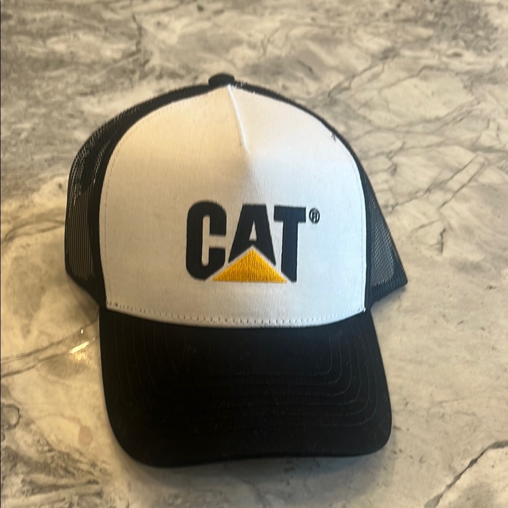 CAT Black and White Trucker Hat